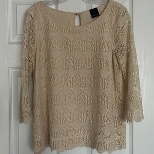 Ella Moss Scalloped Cream Eyelet Blouse / Size: M